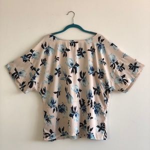 Junarose Blush with Blue Floral Print Blouse